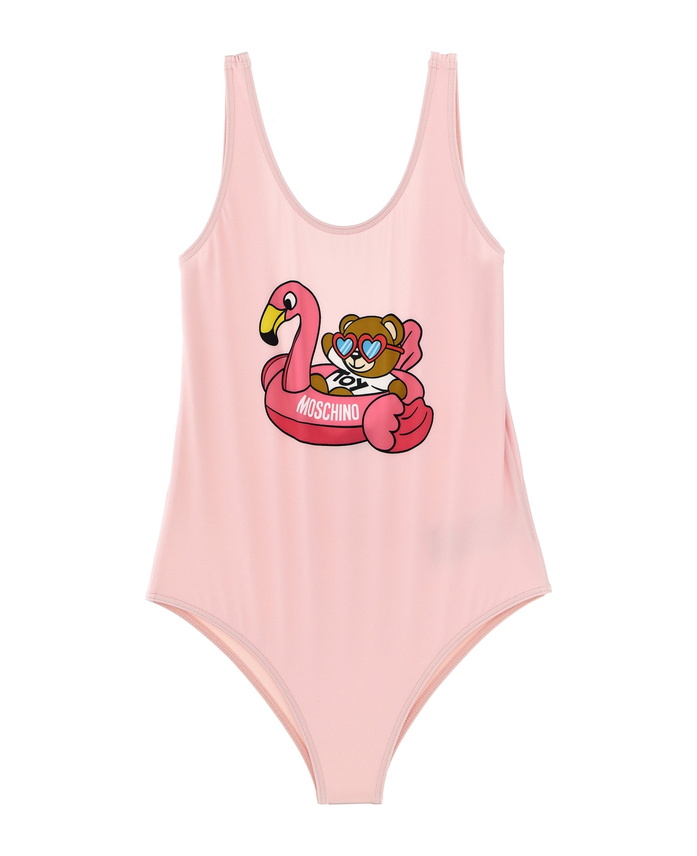Moschino One-piece Swimsuit With Logo Print - Pink 水着