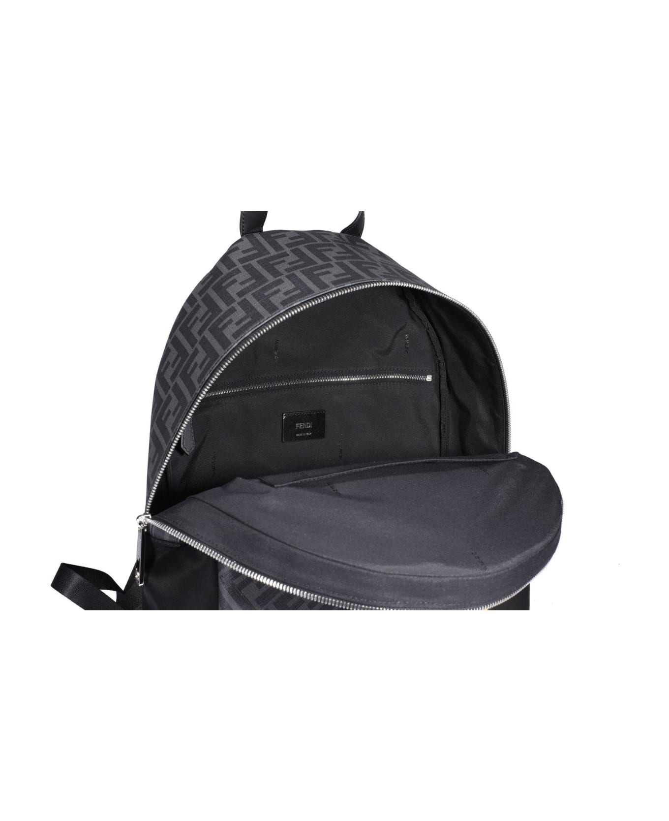 Fendi Ff Motif Large Backpack - BLACK
