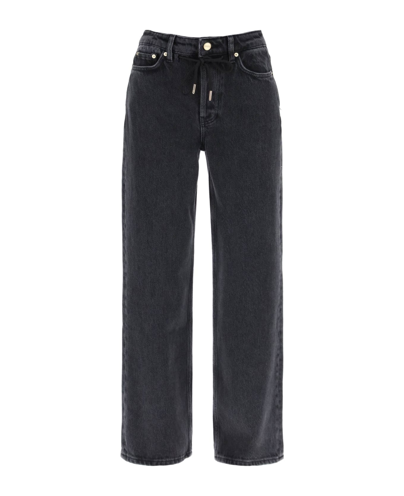 Ganni Loose Jeans With Drawstring - WASHED BLACKBLACK (Grey)