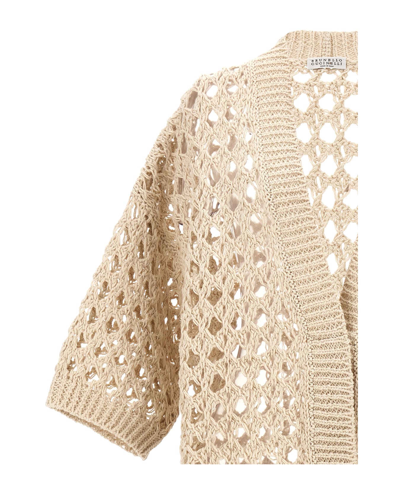 Brunello Cucinelli Openwork Knit Cardigan - Beige ニットウェア