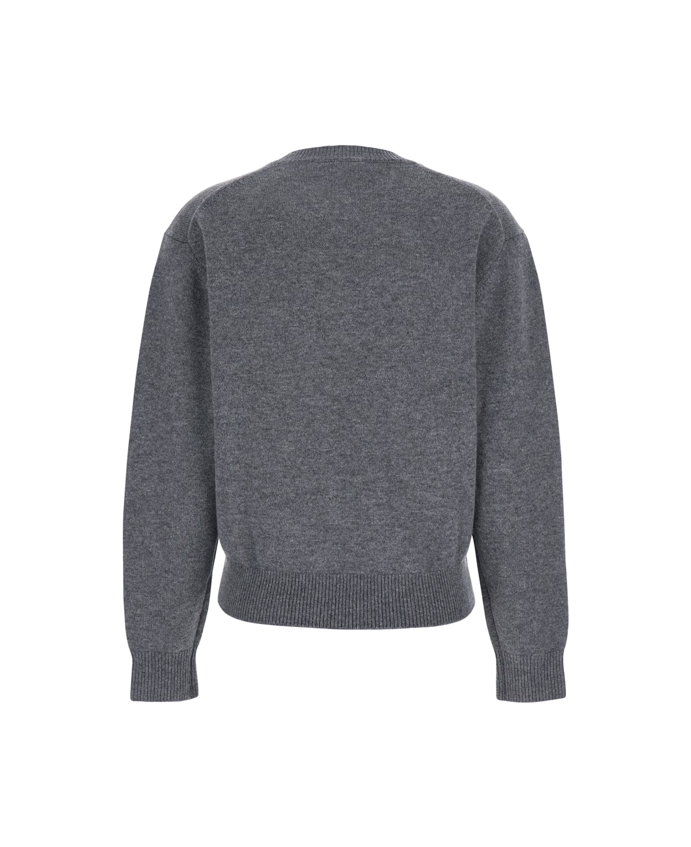 Dunst Grey Crewneck Sweater With Ribbed Trims In Cashmere Woman - Grey