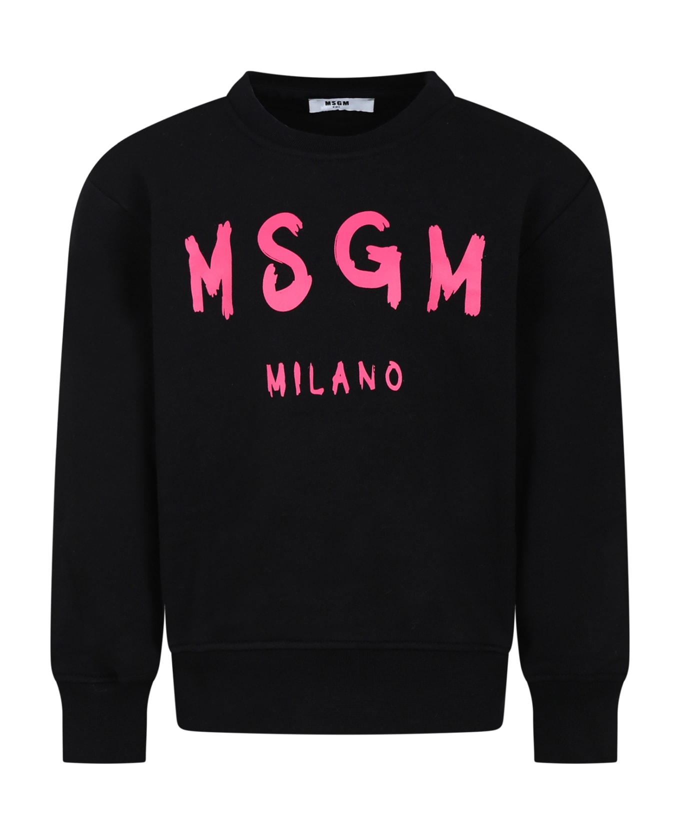 MSGM Black Sweatshirt For Kids With Logo - Black ニットウェア＆スウェットシャツ
