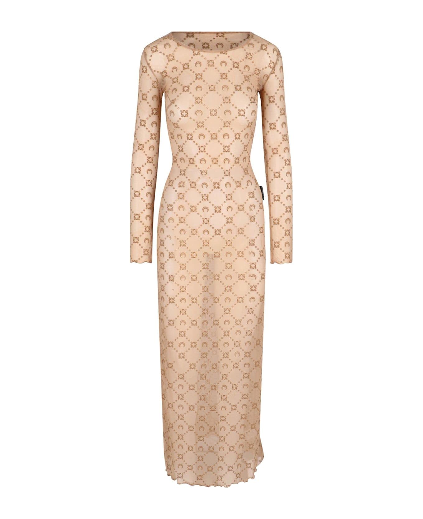Marine Serre Moonogram Mesh Flock Long Dress - Beige