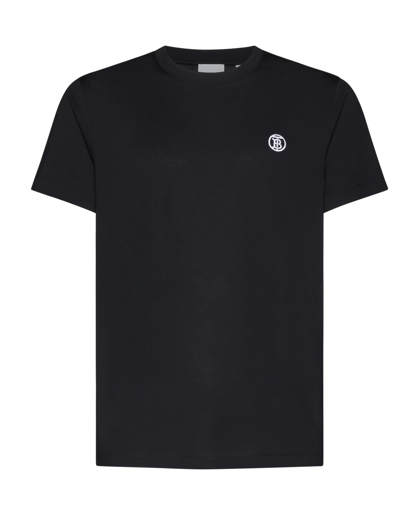 Burberry Logo Embroidered Crewneck T-shirt - Black シャツ