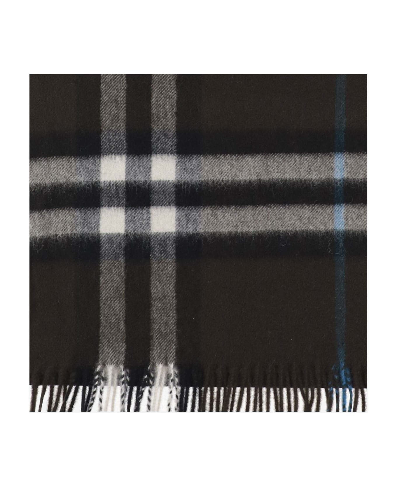 Burberry 'mu Giant' Brown Cashmere Scarf - BLACK, grey