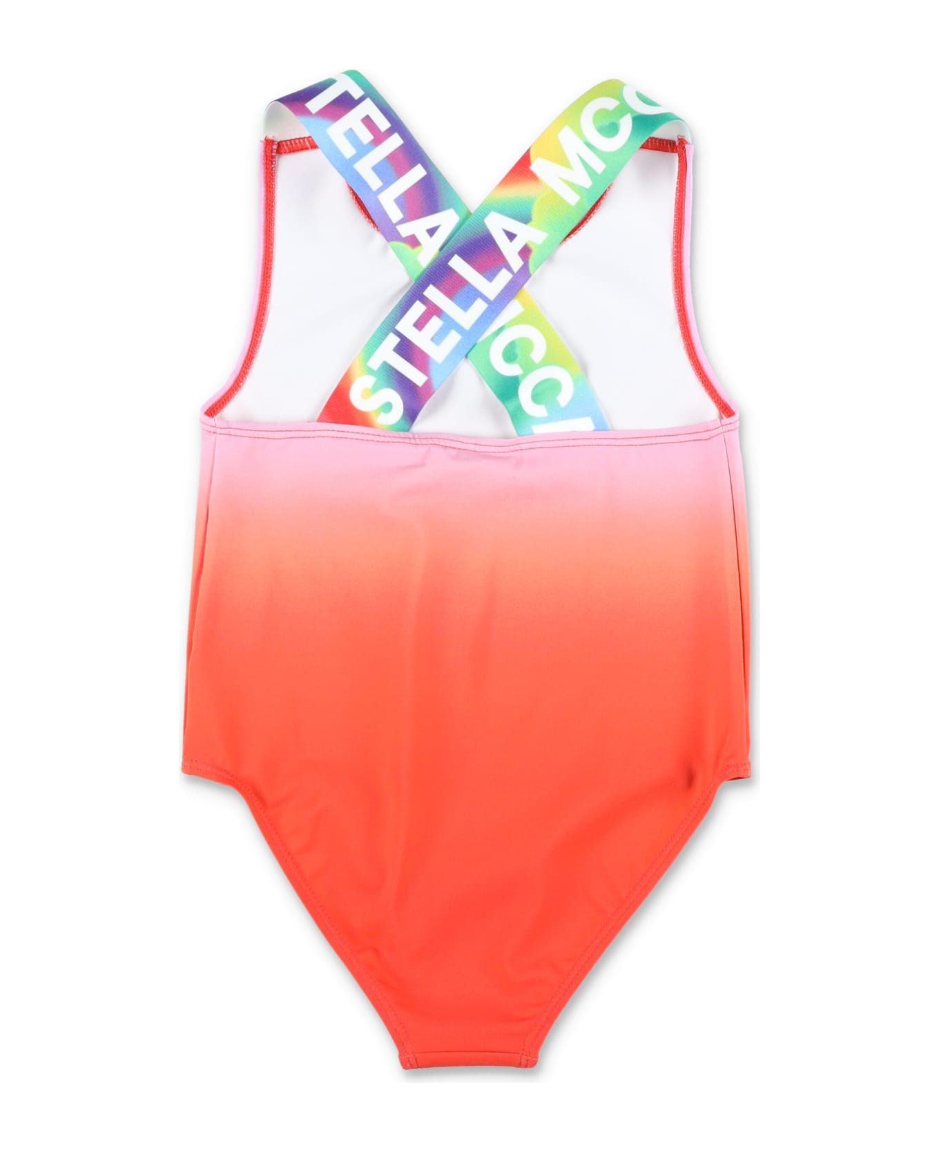 Stella T35 McCartney Kids Logo Tape Ombré Swimsuit - RED MULTICOLOR