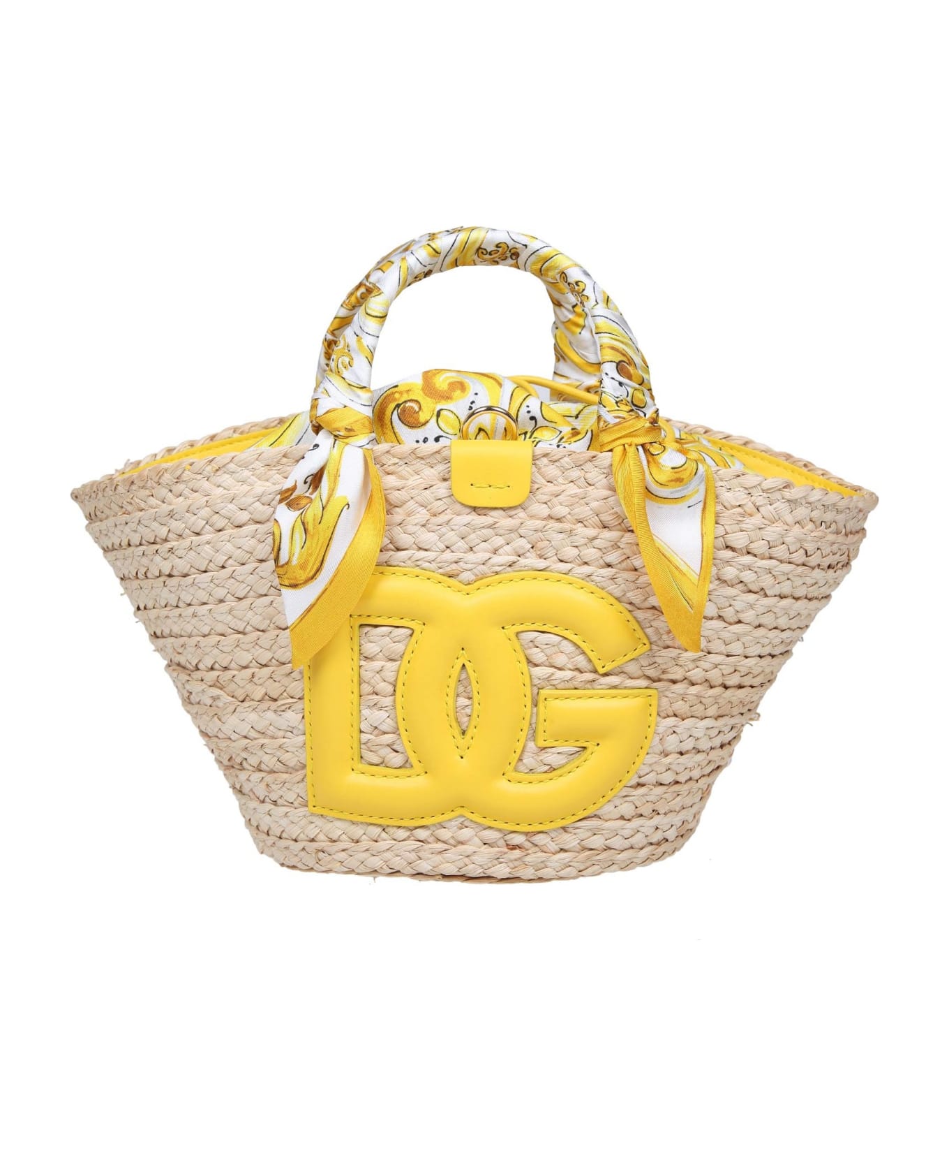 Dolce & Gabbana Kendra Hand Bag In Yellow Straw - Yellow