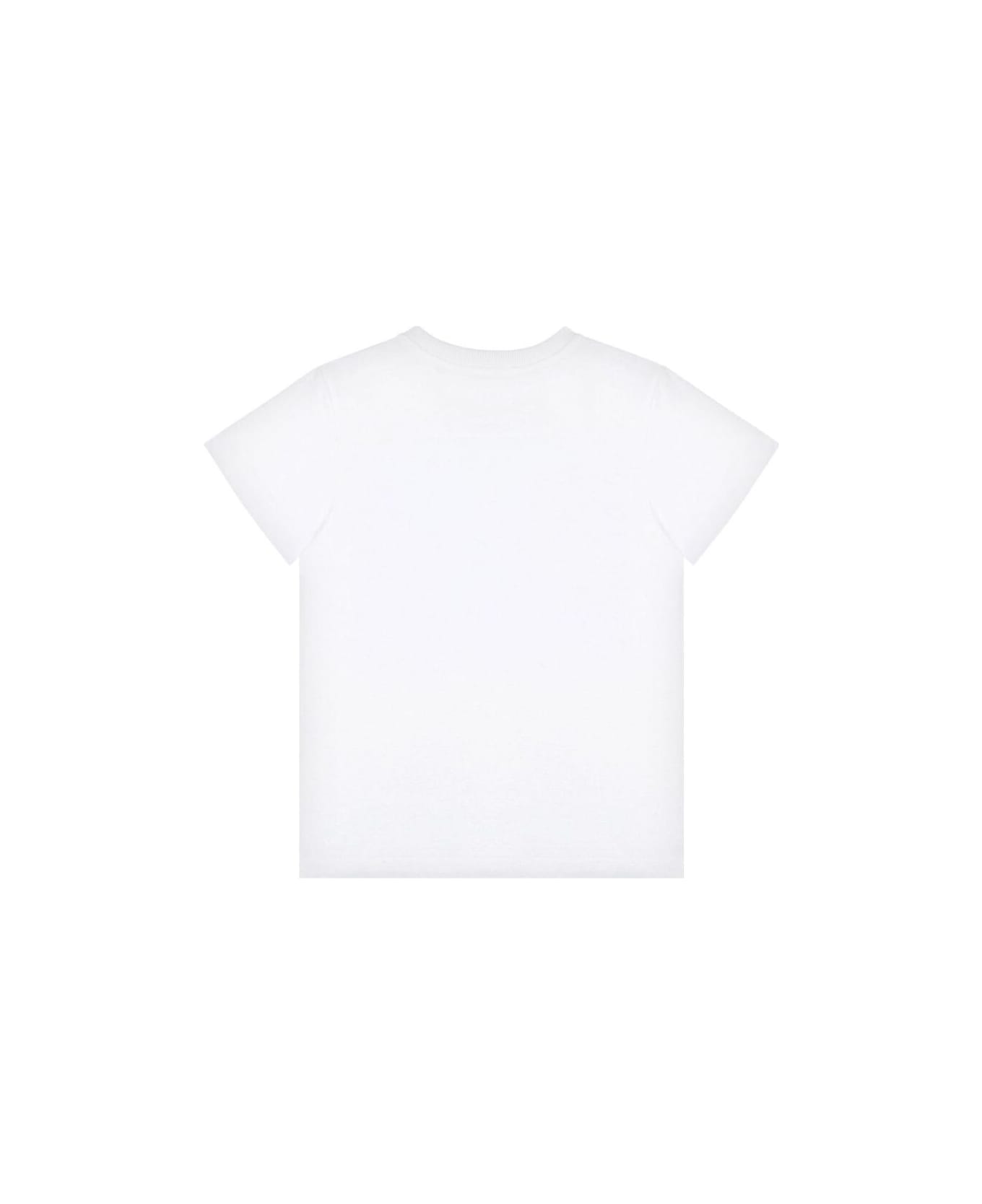 Moschino White Crewneck T-shirt With Maxi Logo Print On The Front In Cotton Boy - White