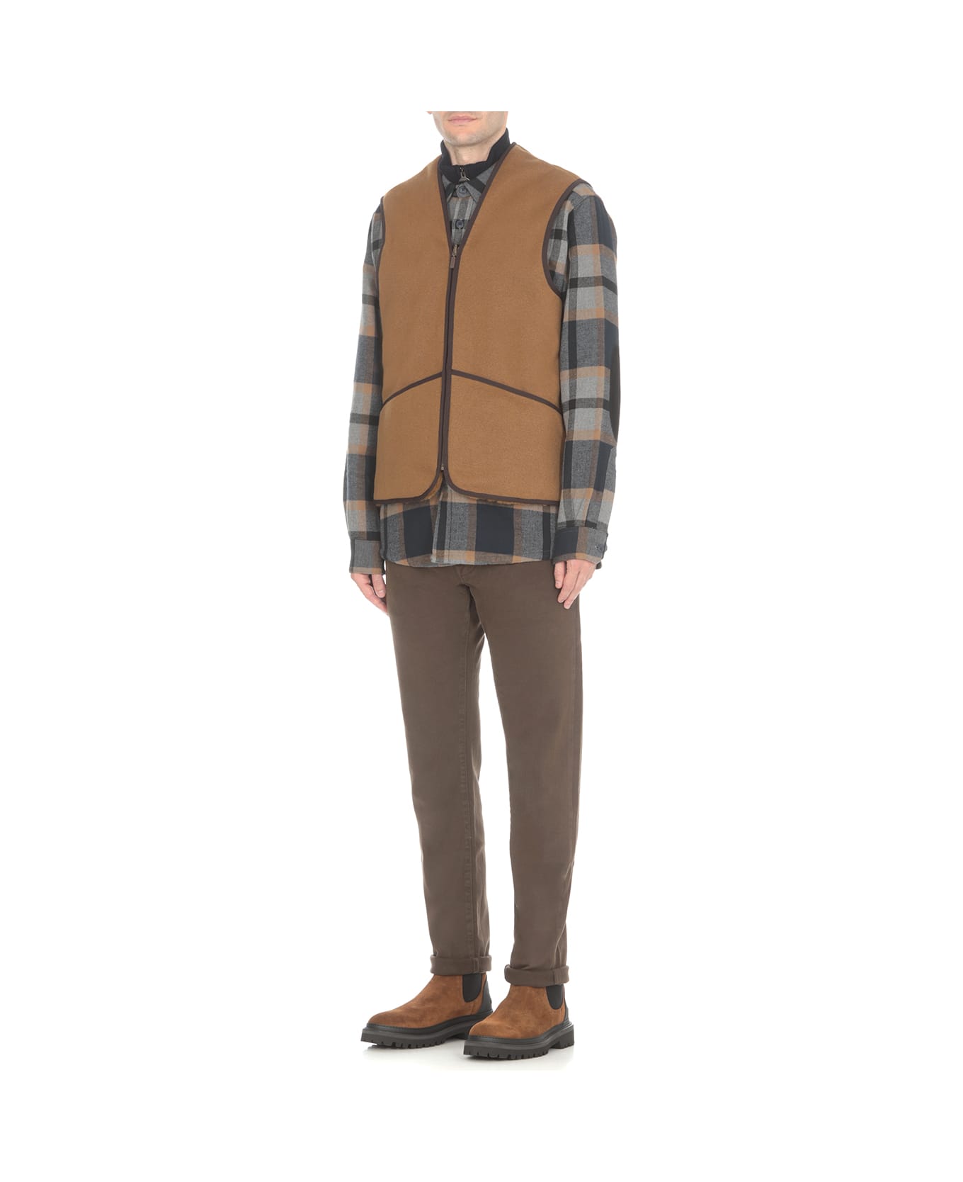 Barbour Warm Pile Waistcoat Zip Sleeveless Jacket - Brown