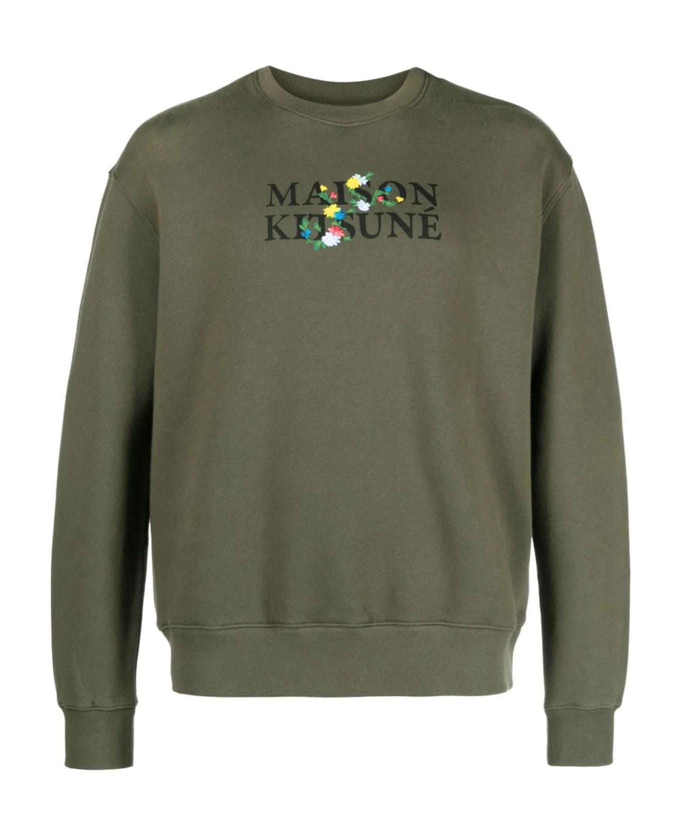 Maison Kitsuné Olive Green Cotton Sweatshirt