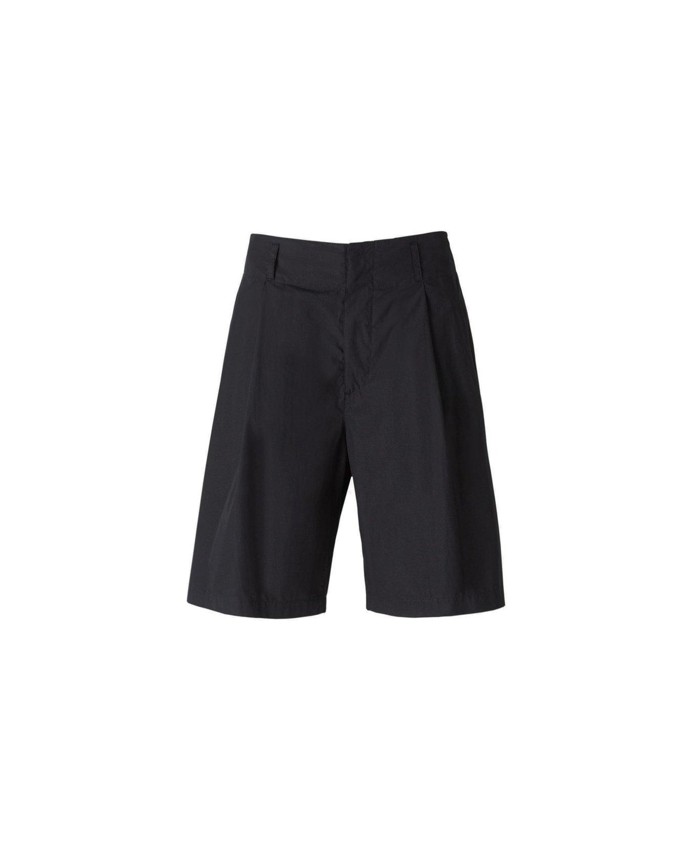 Moncler Genius Moncler Pleated Bermuda Poplin Shorts - BLACK