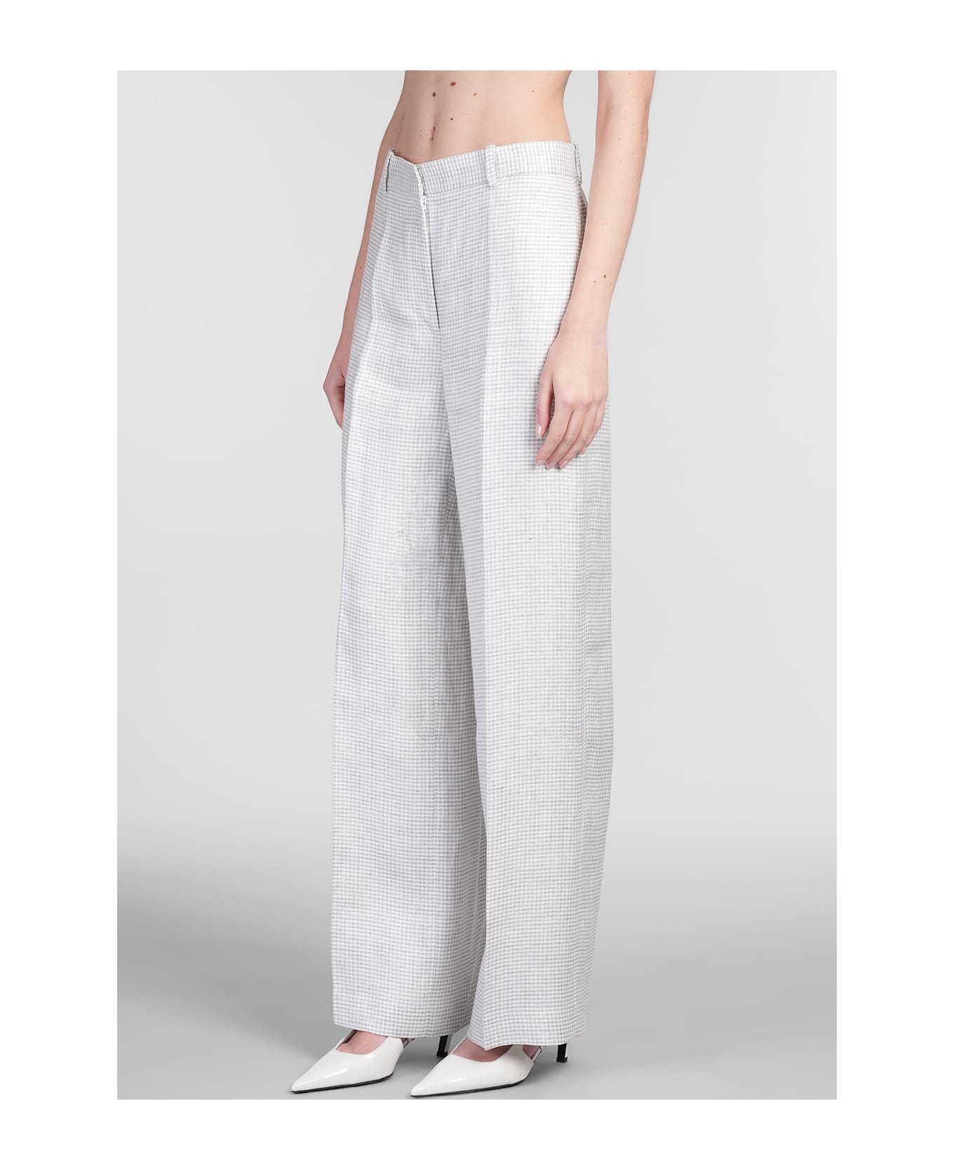 Theory Pants In Grey Linen - grey