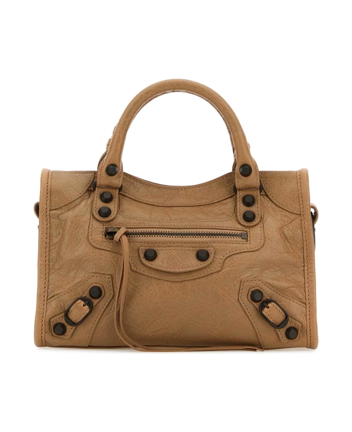 Balenciaga Camel Leather Mini Le City Handbag - LATTE