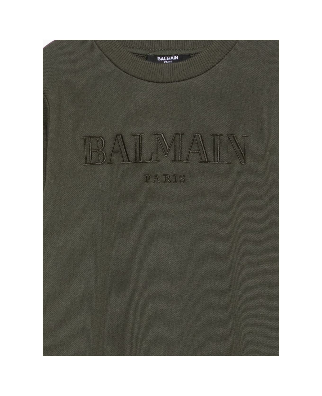 Balmain Kids Sweatshirt With Embroidered Logo - Green
