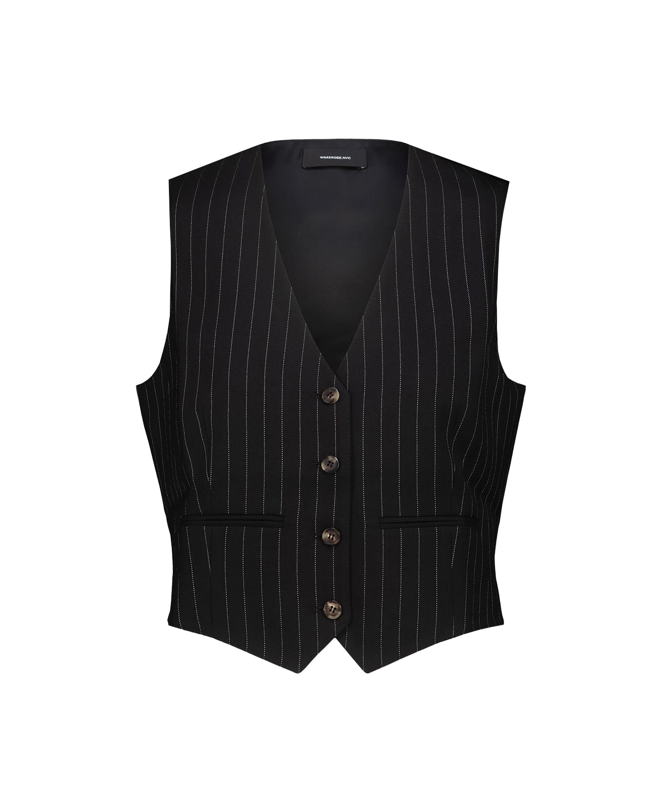 WARDROBE.NYC Classic Waistcoat Pinstripe - Bps Black Pinstripe