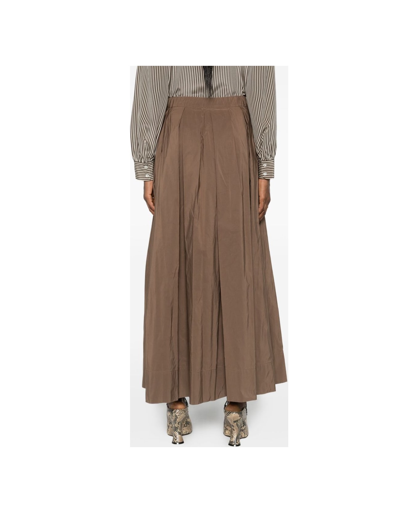 
S Max Mara Pleated Midi Skirt - Brown