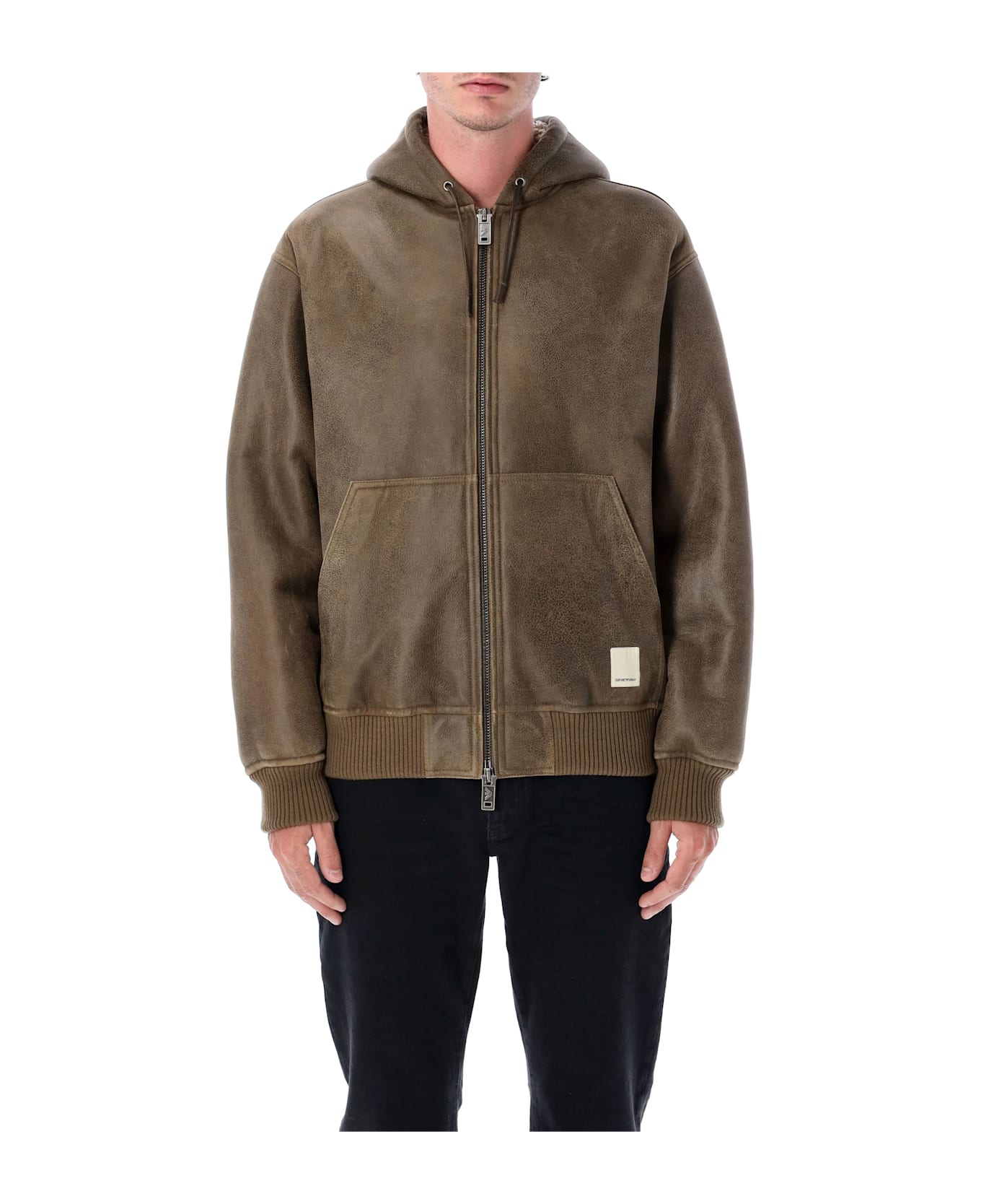 Emporio Armani Lamb Shearling Oversized-fit Blouson - BEIGE