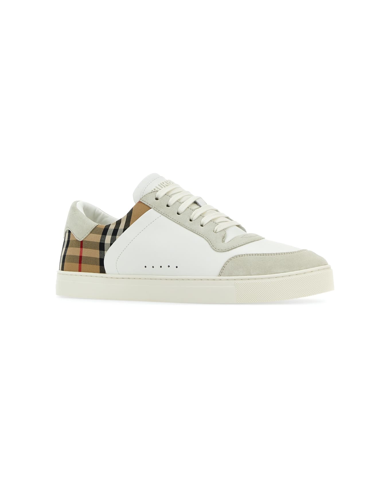 Burberry Multicolor Suede And Leather Sneakers - NTWHTARBEIGEIPCHK