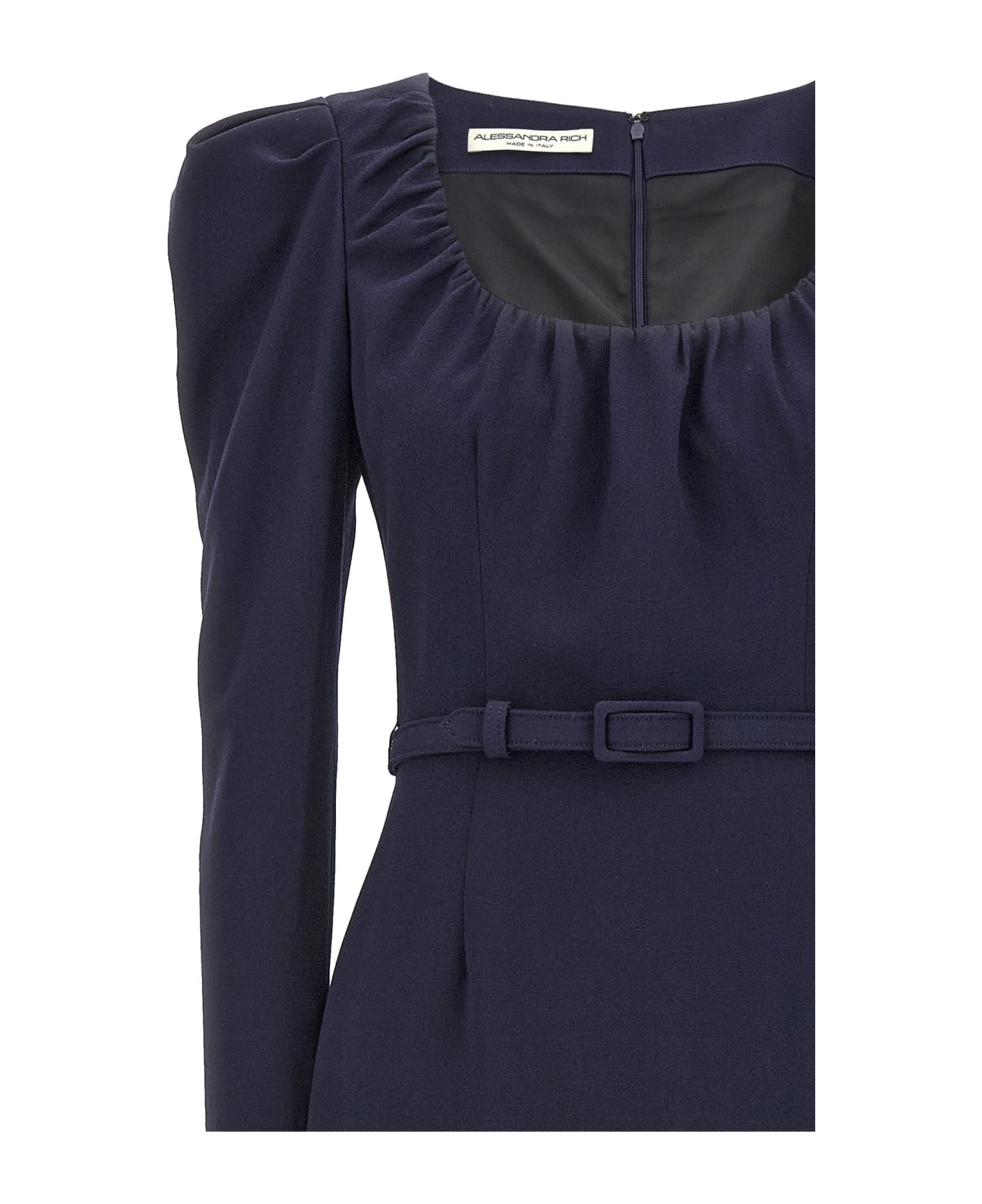 Alessandra Rich Belt Crepe Dress - Blue