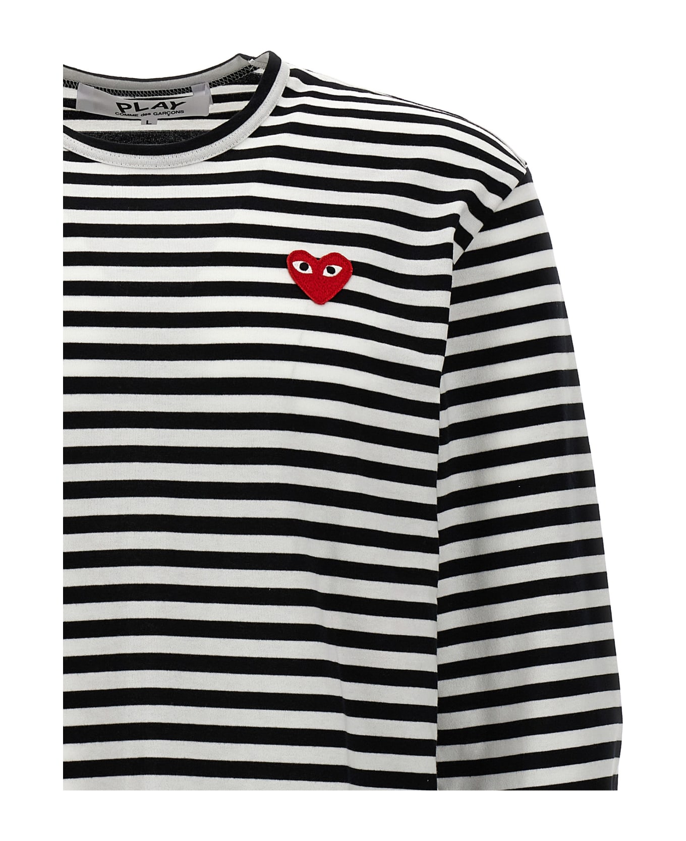 Comme des Garçons Play Logo Patch Stripes T-shirt - White/Black シャツ