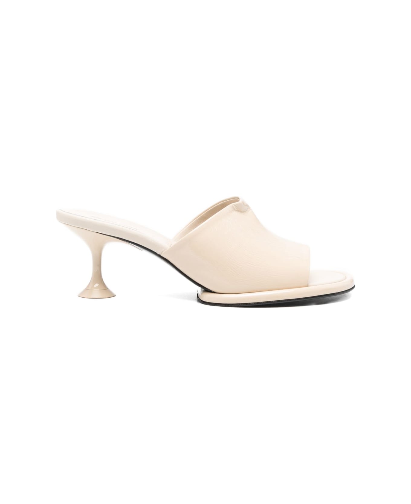 Sergio Rossi Leather Heel Mules - Beige