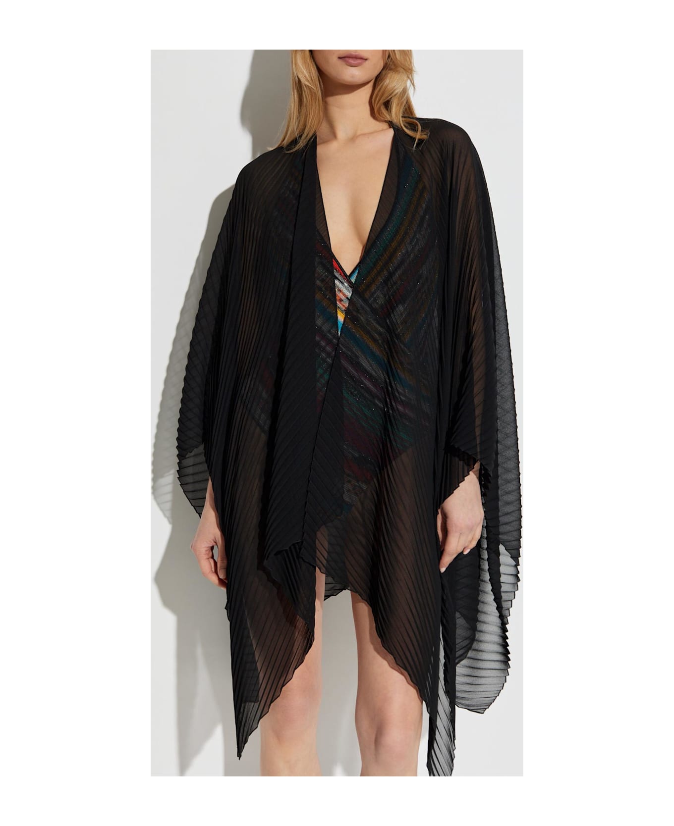 Emporio Armani Pleated Poncho - Black