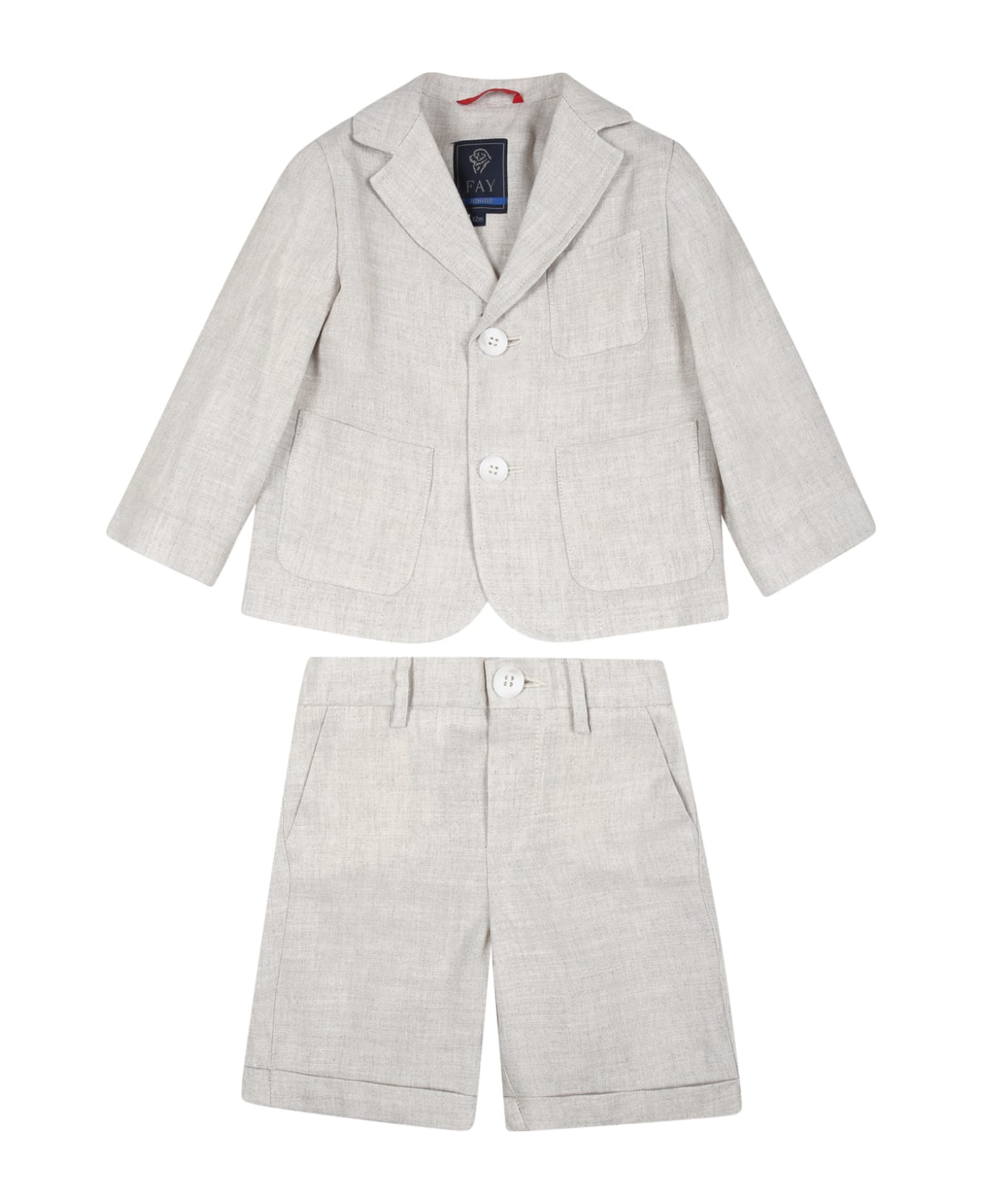 Fay Beige Suit For Baby Boy With Logo - Beige ボディスーツ＆セットアップ