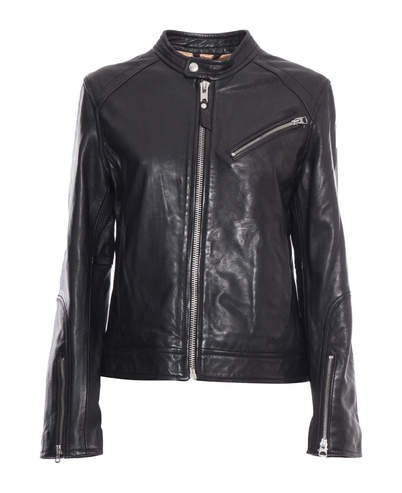 Schott NYC Black Leather Jacket - BLACK