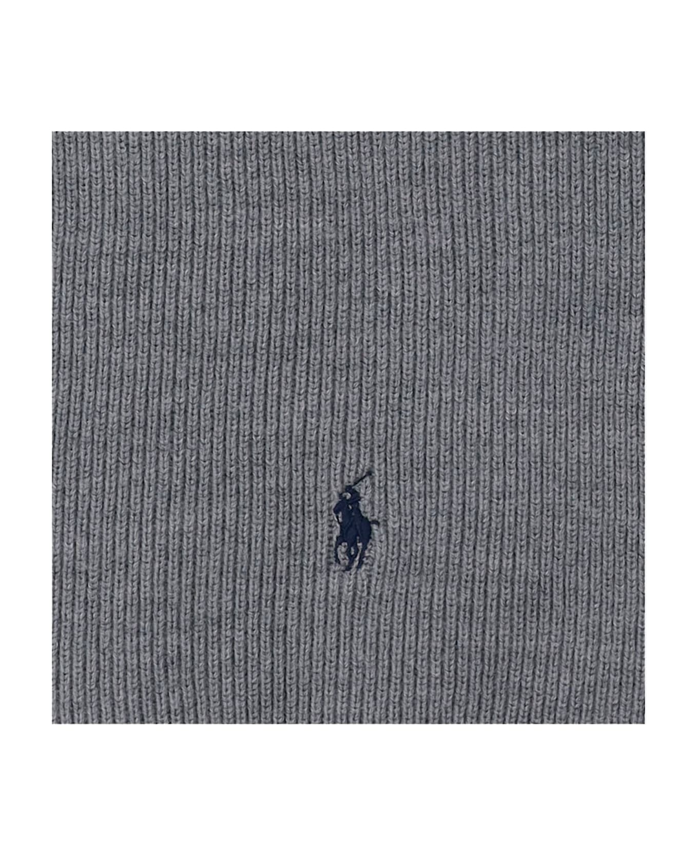 Ralph Lauren Wool Scarf With Logo - FAWN GREY HEATHER
