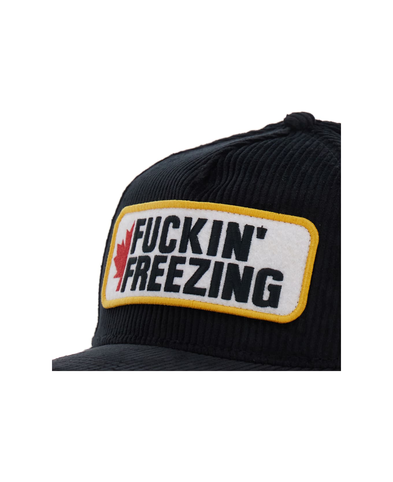 Dsquared2 Black Baseball Cap With Maxi Print On The Front And Logo Lettering On The Rear In Cotton Man - Black