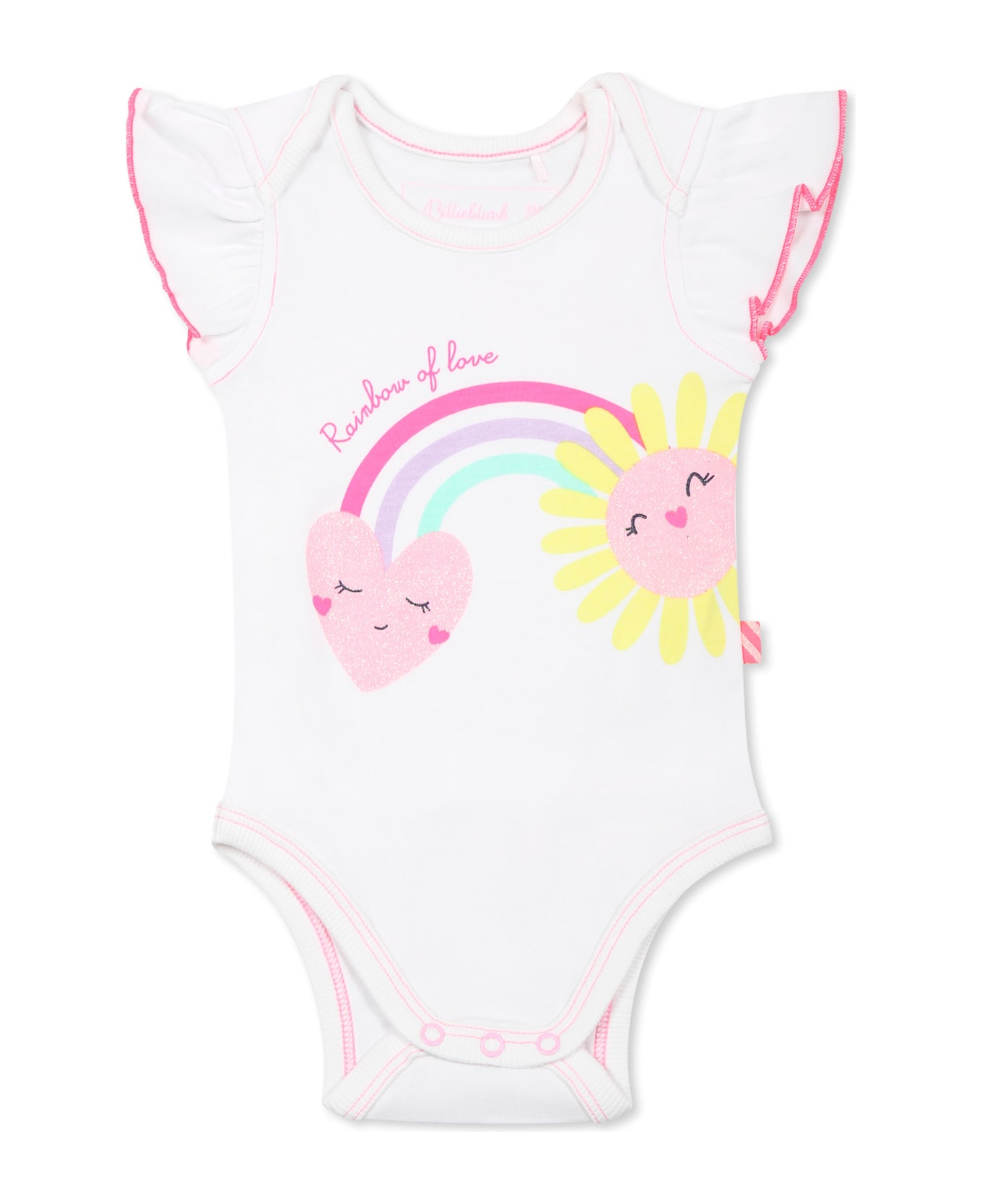 Billieblush White Bodysuit For Baby Girl With Rainbow - White