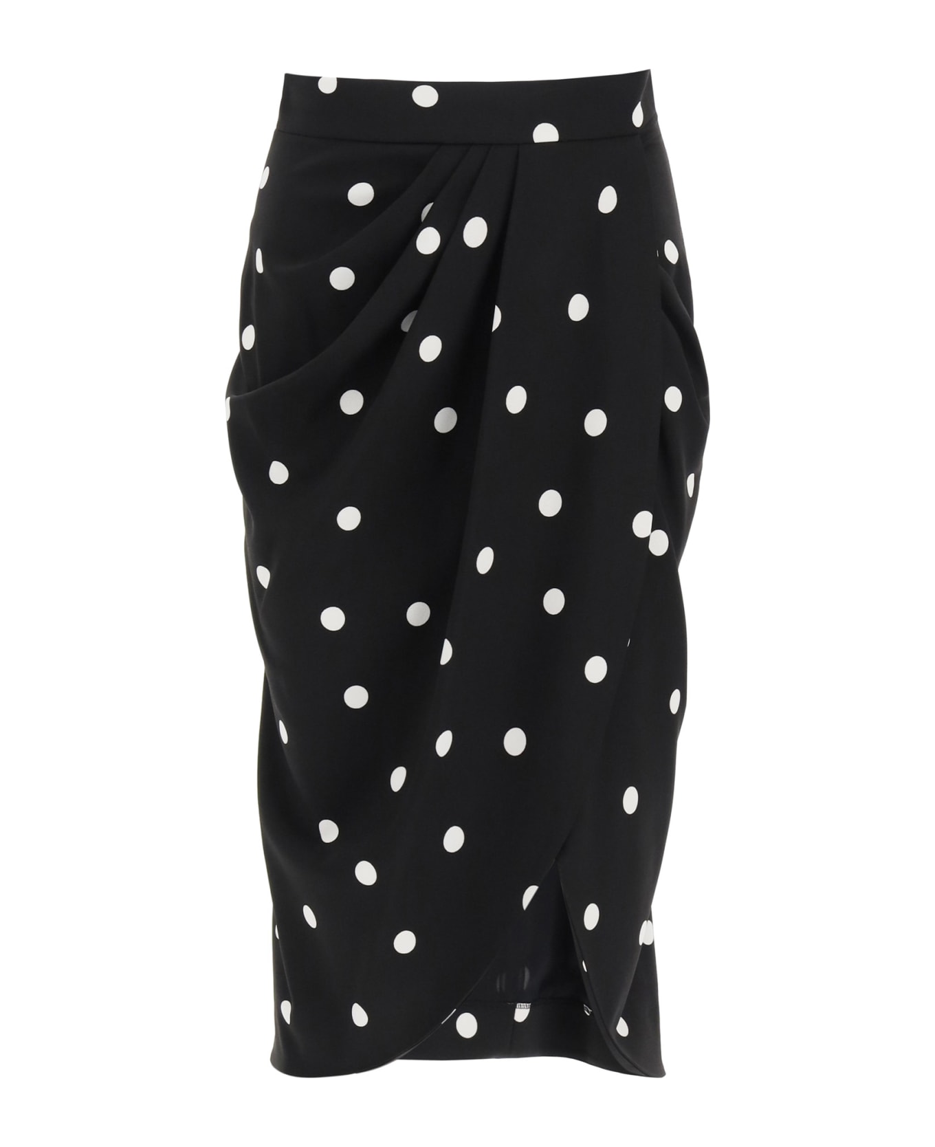 Dolce & Gabbana Polka Dot Midi Skirt - POIS BCO FDO NERO (Black)
