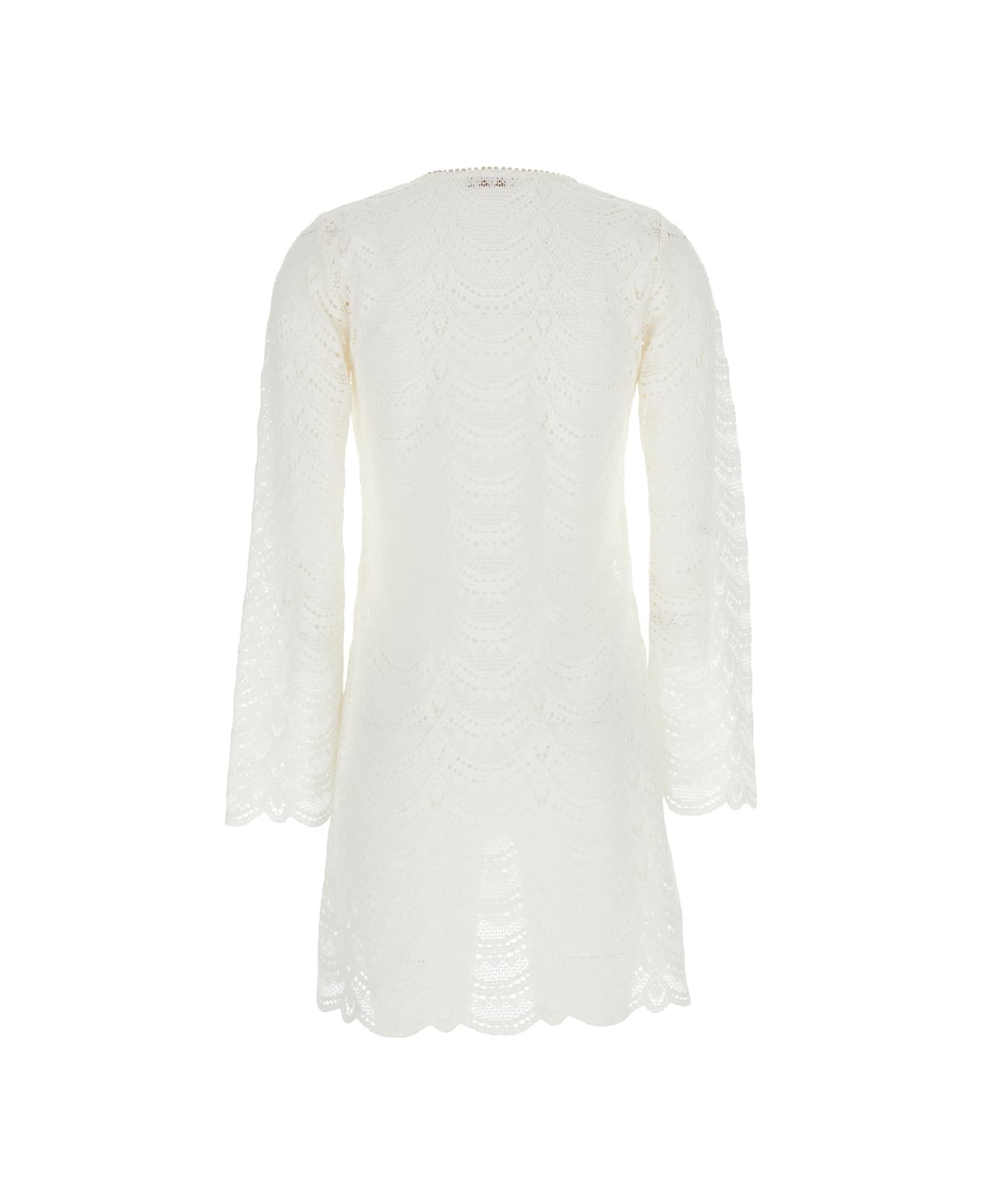 Anjuna White Dress With V Neck And Jewel Detail On The Front In Cotton Woman - White