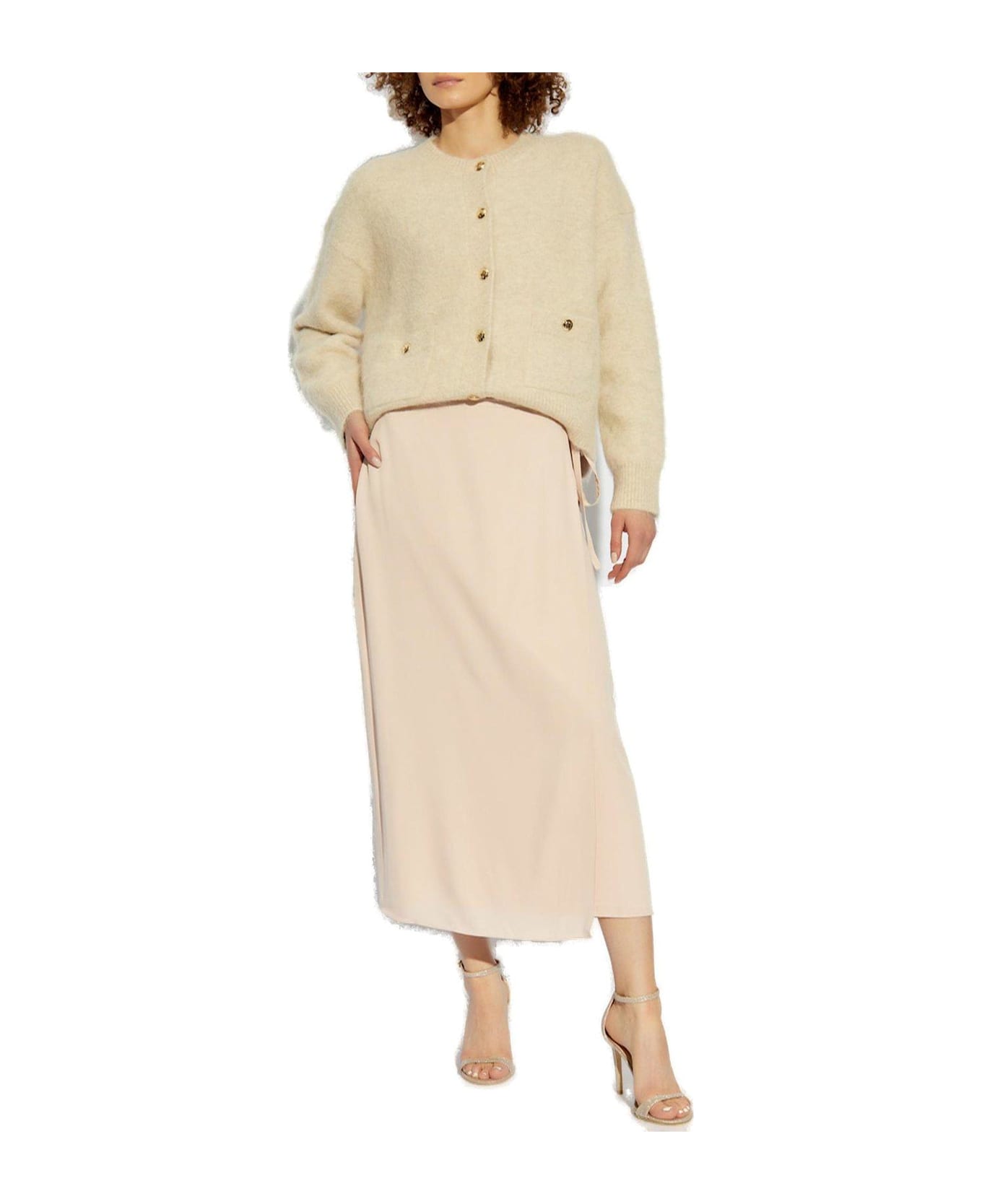 Theory Flared Hem Wrapped Midi Skirt - PINK