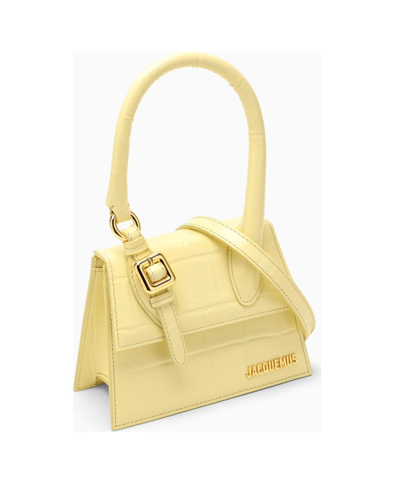 Jacquemus Le Chiquito Moyen Boucle Light Yellow Embossed Leather Bag - YELLOW