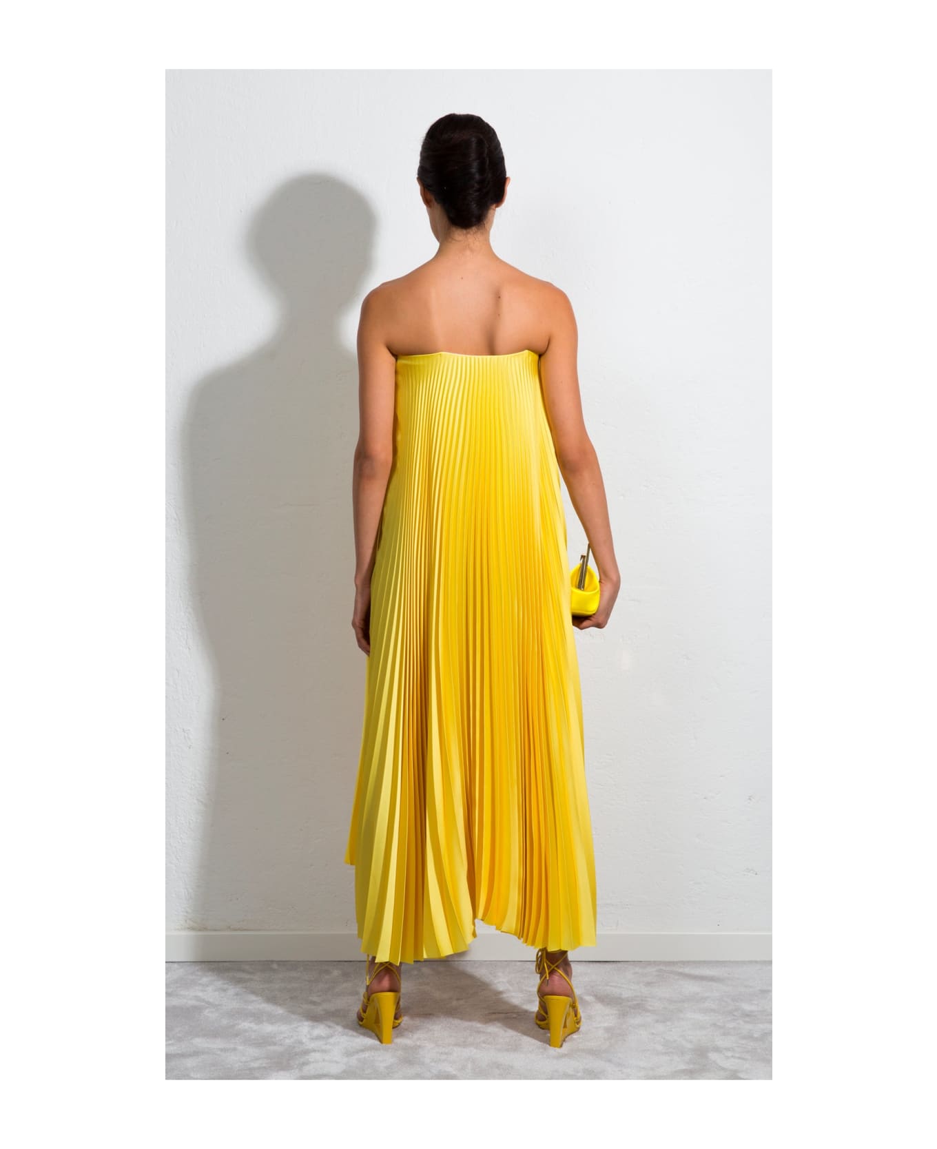 Sara Battaglia Plissé Dress - Yellow
