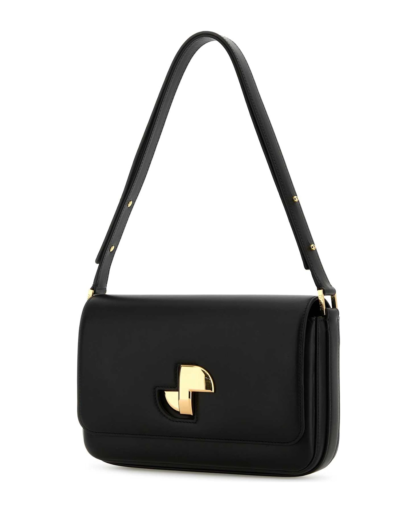 Patou Black Leather Le Classic Lock Shoulder Bag - BLACK