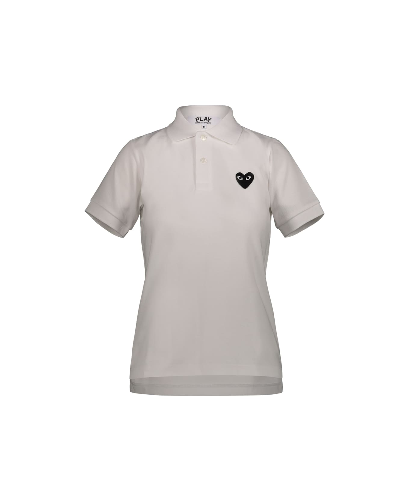 Comme des Garçons Play Play Comme Des Garçons Polo In Cotton With Black Embroidered Heart - White
