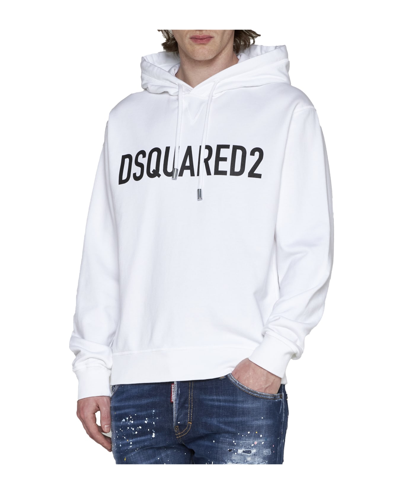 Dsquared2 Logo Cotton Hoodie - White