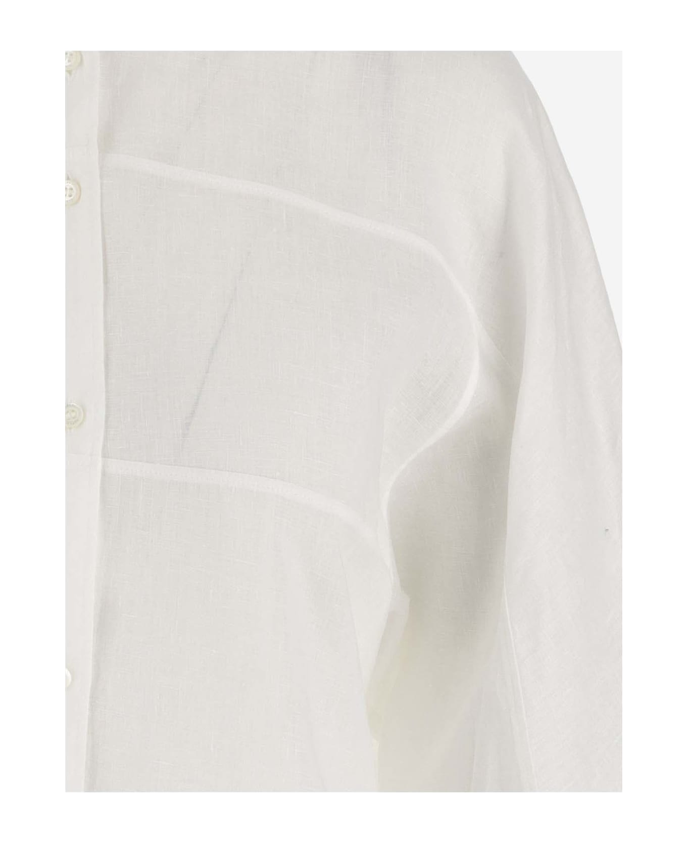 Aspesi Long Linen Shirt - White