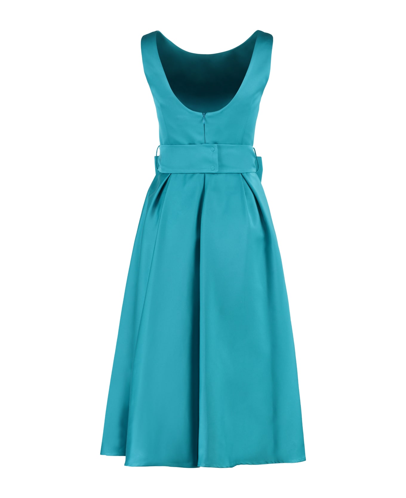 Parosh Midi Dress With Belt - turquoise