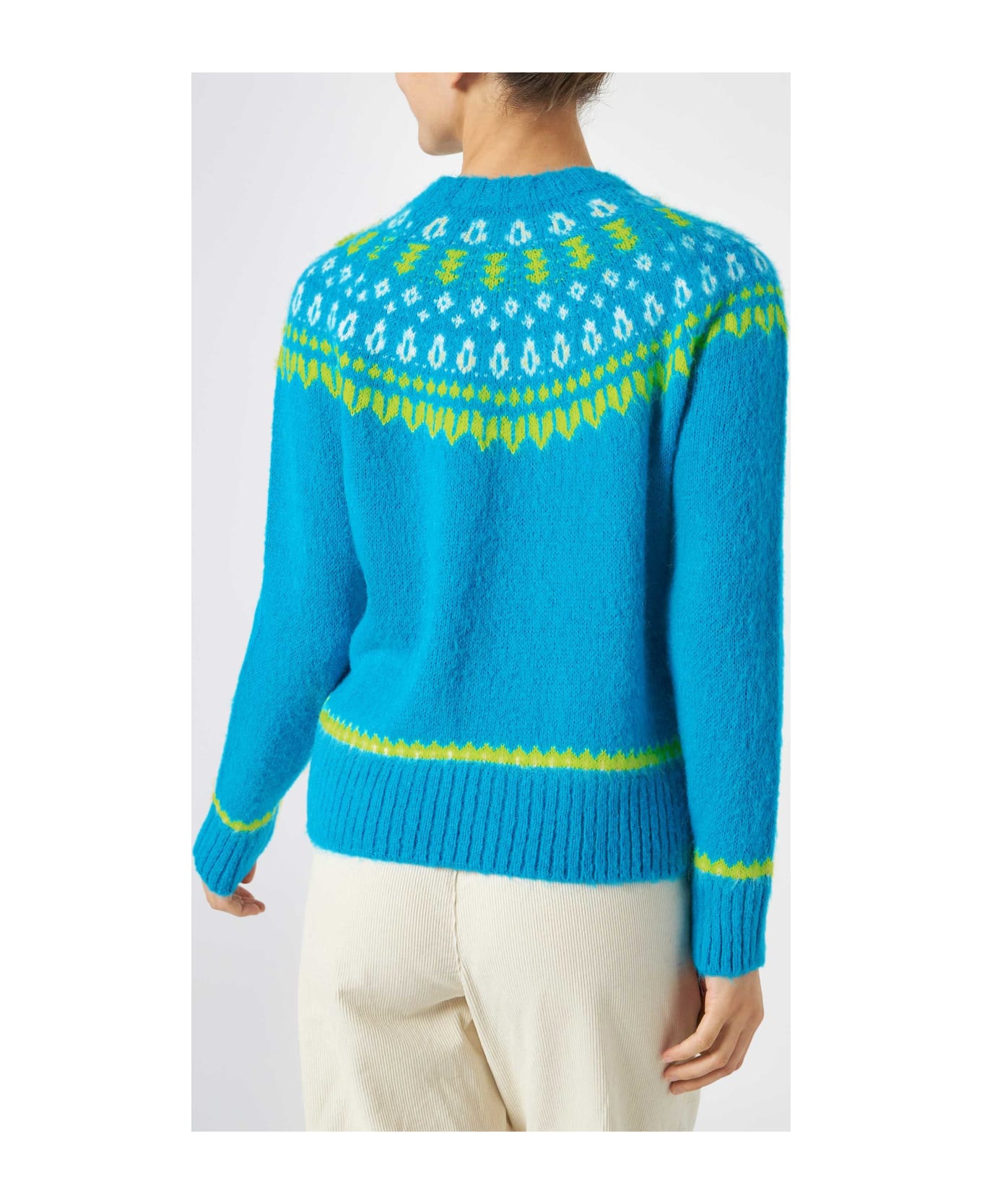 MC2 Saint Barth Woman Light Blue Crewneck Nordic Jacquard Sweater