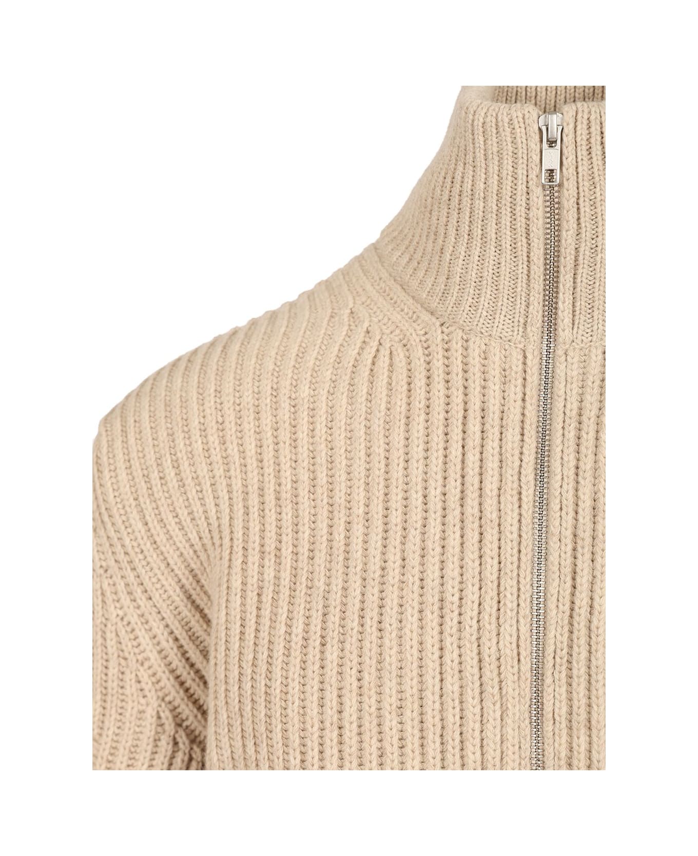 MM6 Maison Margiela Wool Blend Knitted Jacket - Beige
