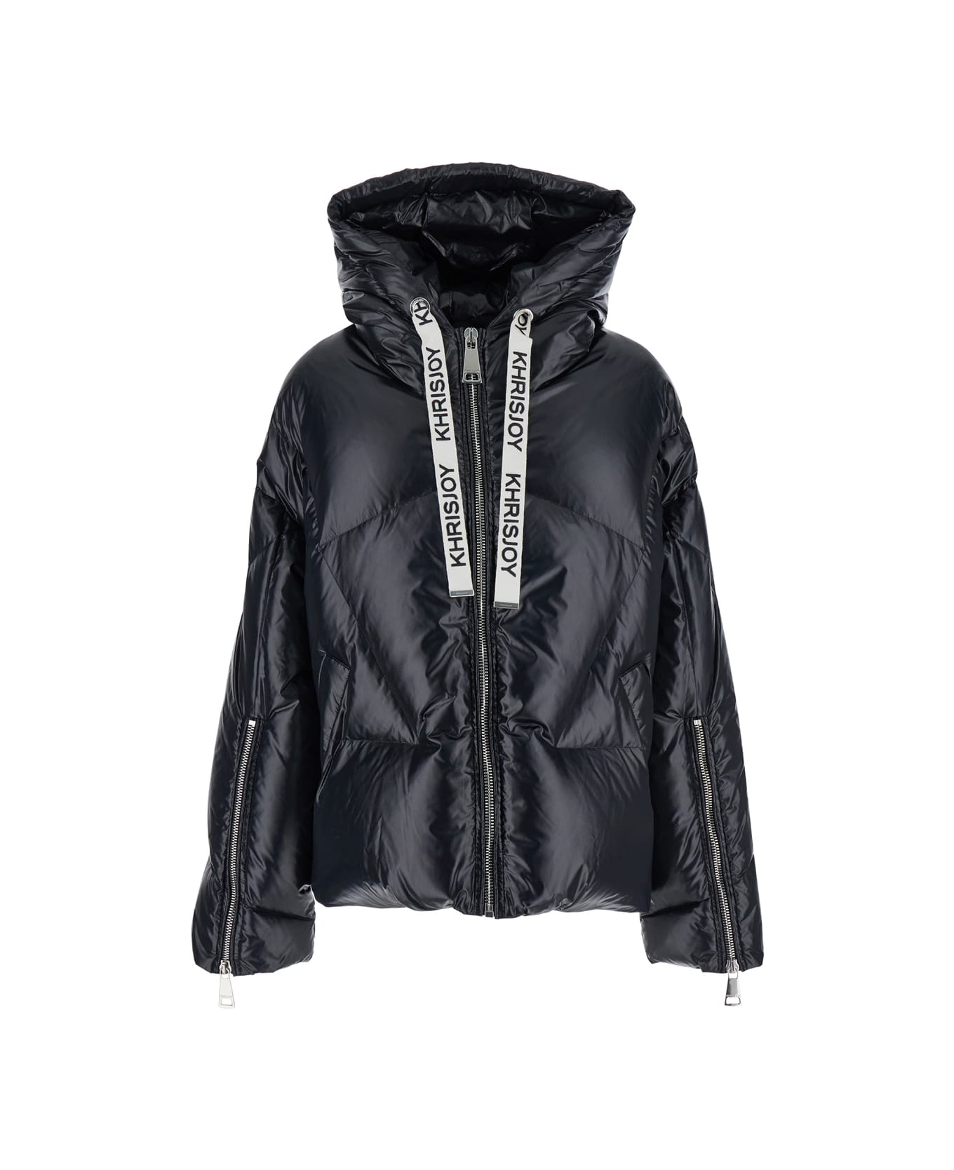 Khrisjoy 'khris' Black Down Jacket With Logo Detail In Tech Fabric Woman - Black