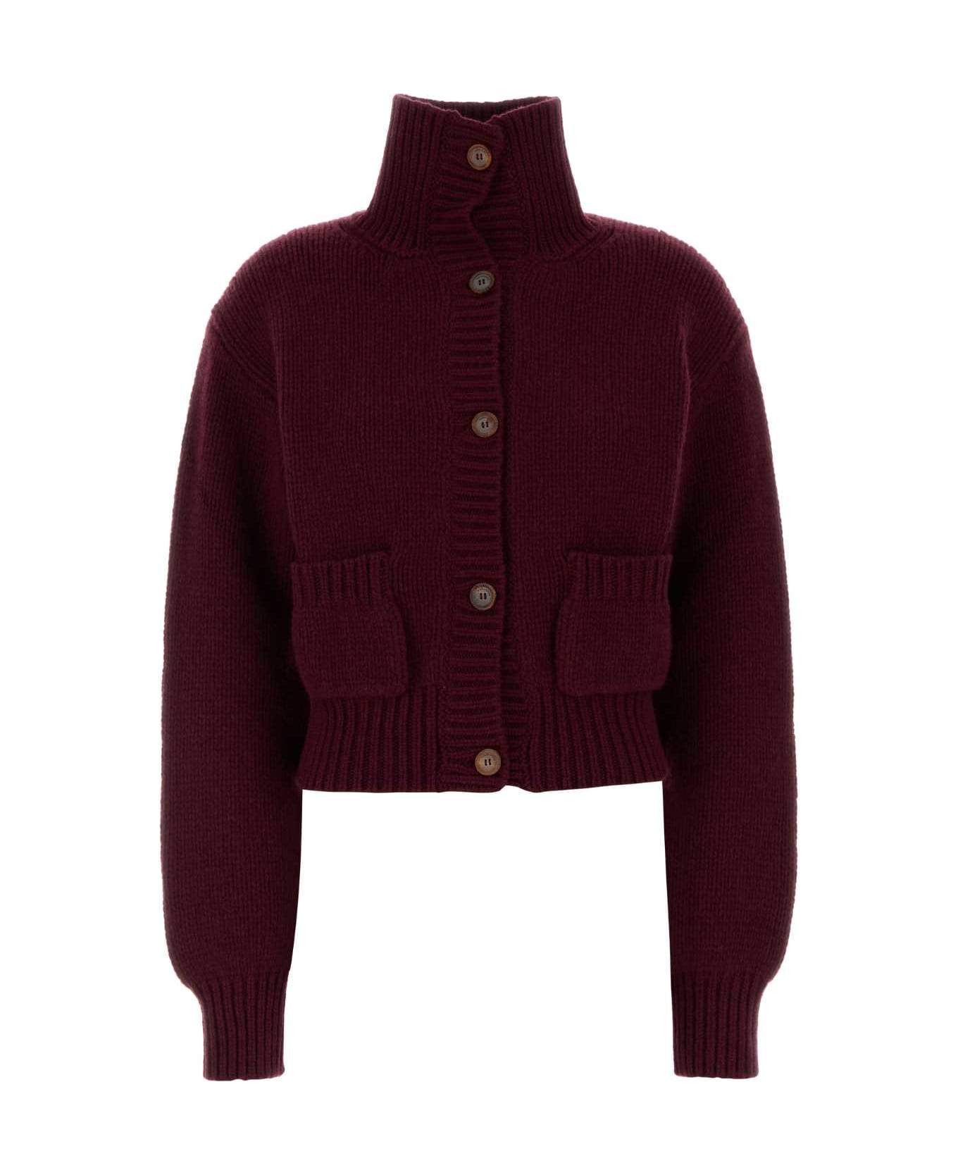 Magda Butrym Burgundy Cashmere Cardigan - BORDEAUX