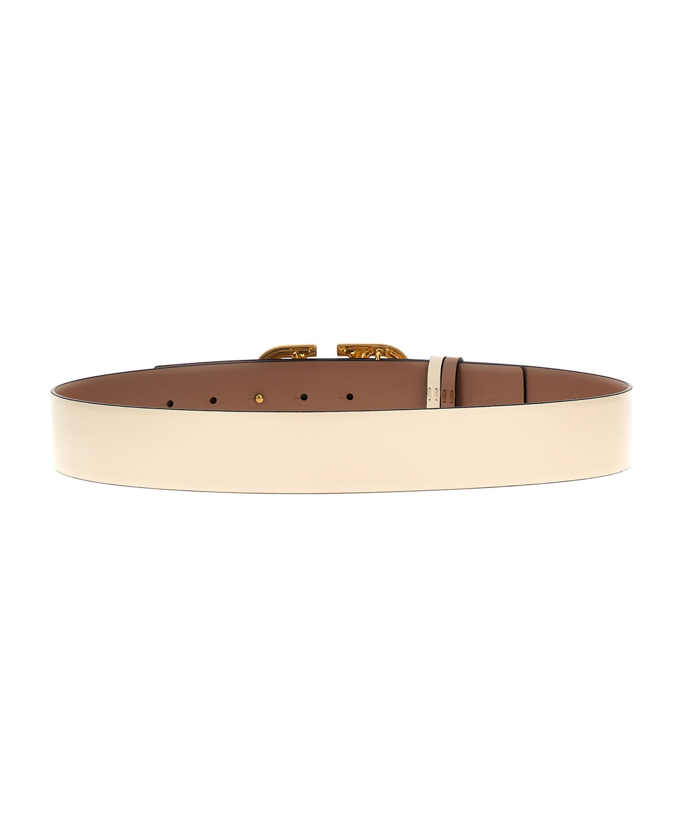 Valentino Garavani 'vlogo' Reversible Belt - Light Ivory-rose Cannelle