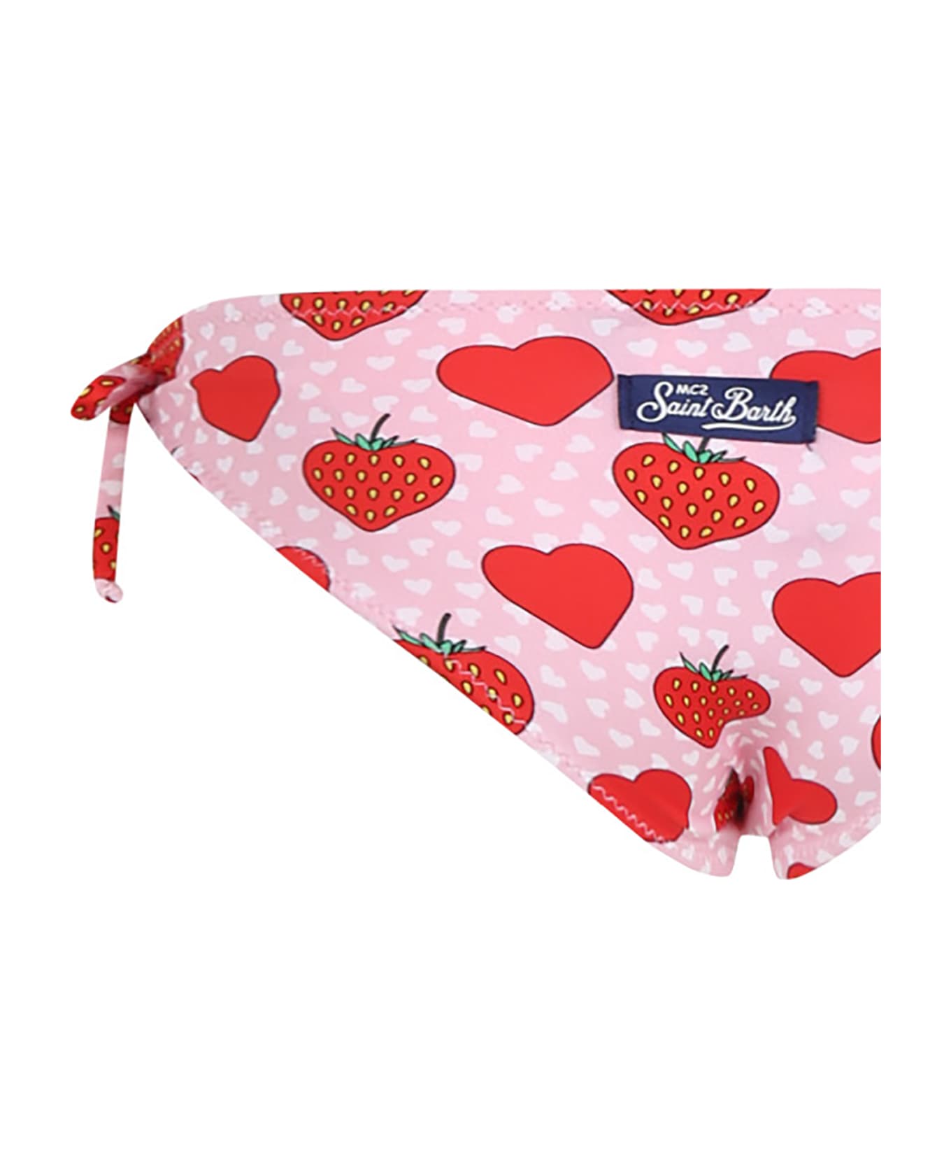 MC2 Saint Barth Pink Bikini For Girl With Strawberries And Hearts - Pink