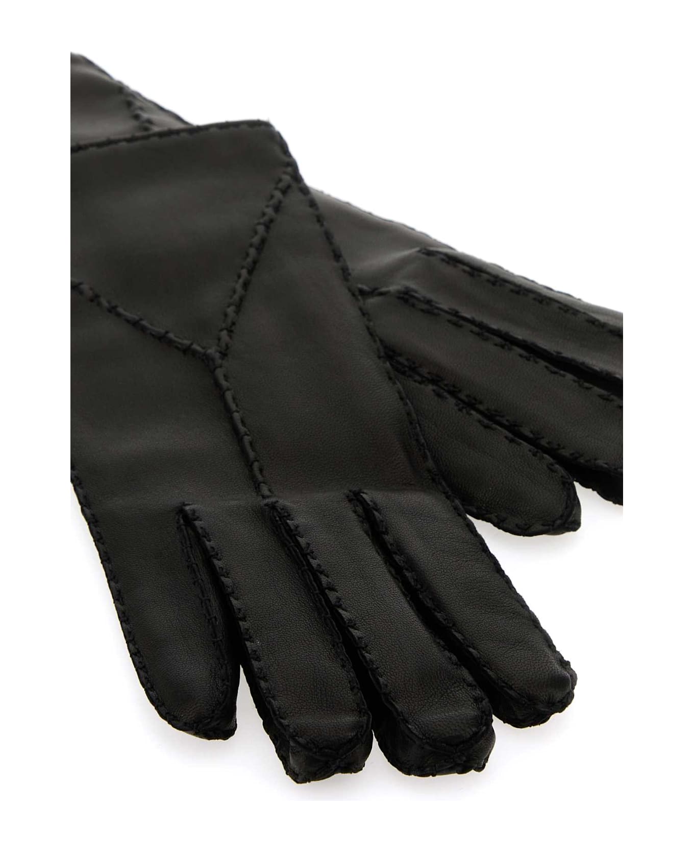 Saint Laurent Black Leather Gloves - Black