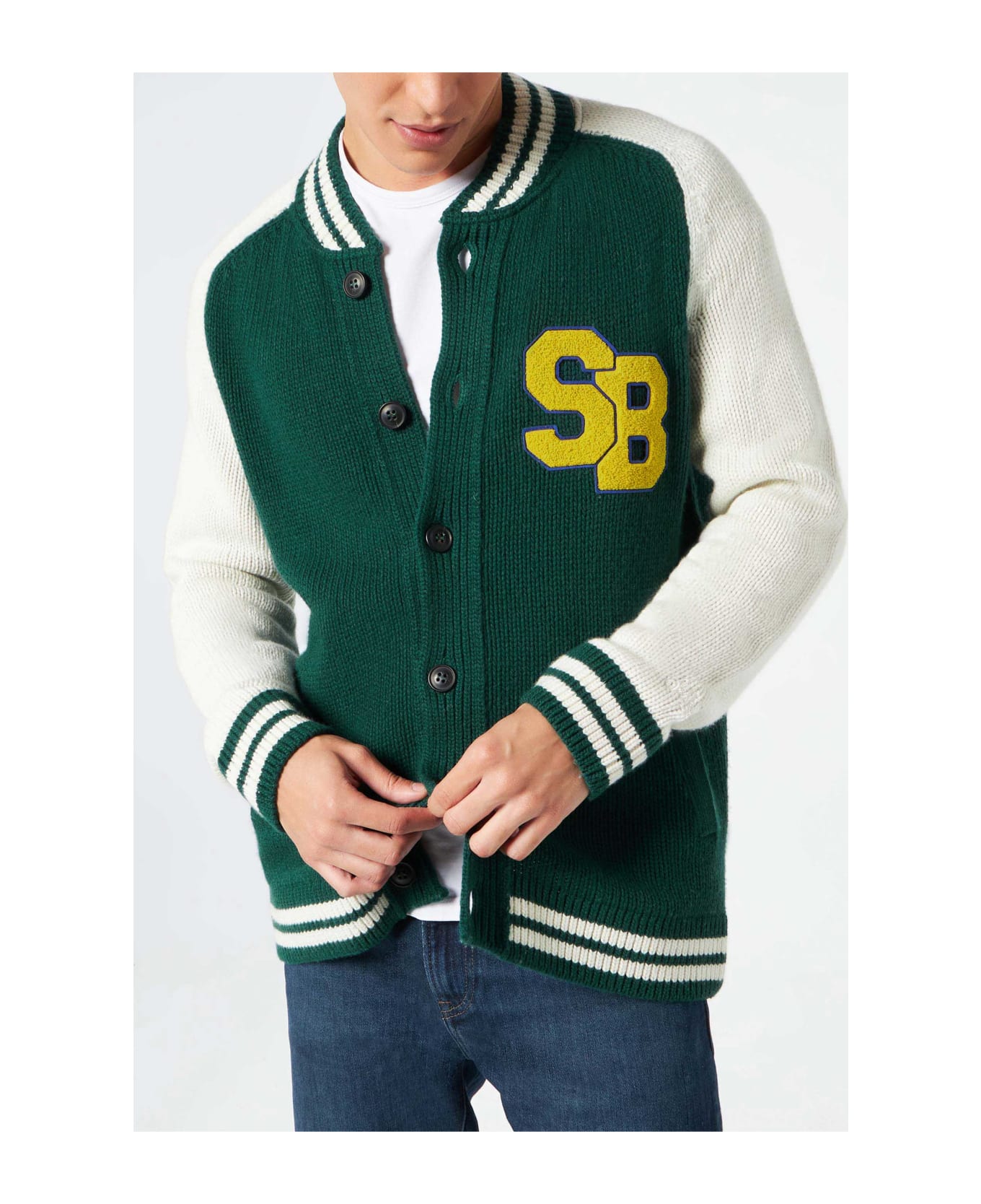 MC2 Saint Barth Green Knit Bomber College Style - GREEN