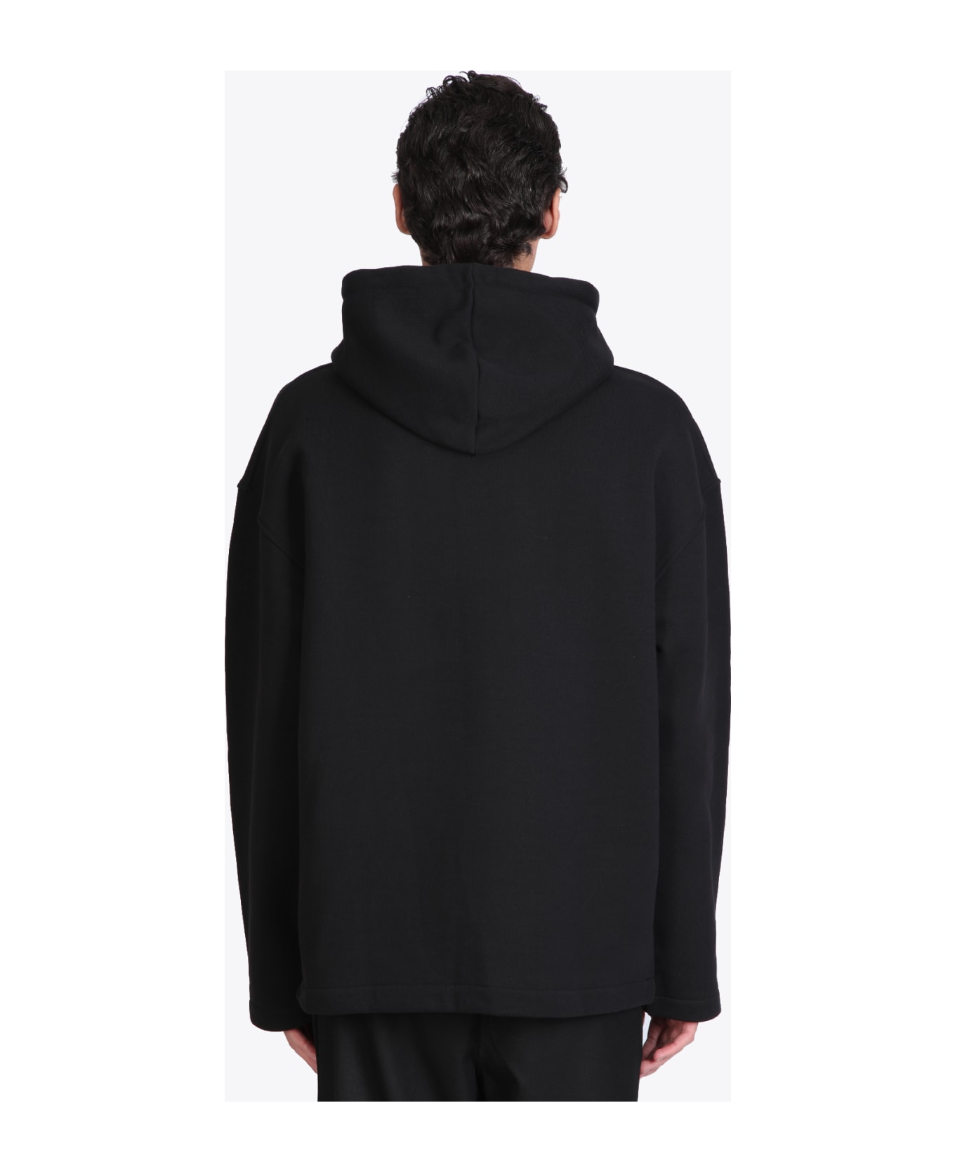 032c Oversized Mask Hoodie Black cotton hoodie with gas mask print - Oversized mask hoodie - Nero